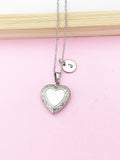 Silver Heart Locket Necklace, Stainless Steel Heart Locket Gift, Valentine Gift, Birthday Gift, Personized Initial Necklace, N5032
