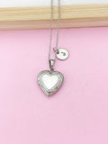 Silver Heart Locket Necklace, Stainless Steel Heart Locket Gift, Valentine Gift, Birthday Gift, Personized Initial Necklace, N5032