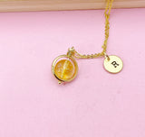 Gold Natural Citrine Necklace, Gemstone Jewelry, Personalized Gift, N4692
