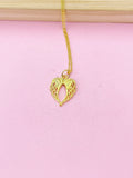 Gold Guardian Angel Wing Charm Necklace, N668