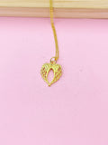 Gold Guardian Angel Wing Charm Necklace, N668