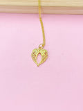 Gold Guardian Angel Wing Charm Necklace, N668