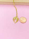 Gold Guardian Angel Wing Charm Necklace, N668