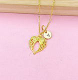 Gold or Silver Guardian Angel Wing Charm Necklace, N668A