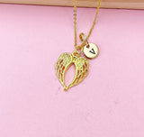 Gold or Silver Guardian Angel Wing Charm Necklace, N668A