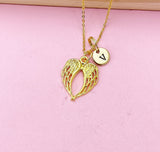 Gold or Silver Guardian Angel Wing Charm Necklace, N668A