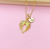 Gold or Silver Guardian Angel Wing Charm Necklace, N668A