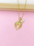 Gold or Silver Guardian Angel Wing Charm Necklace, N668A