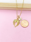 Gold or Silver Guardian Angel Wing Charm Necklace, N668A