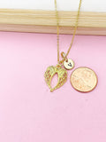 Gold or Silver Guardian Angel Wing Charm Necklace, N668A