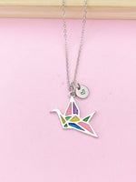 Silver Japanese Crane Necklace, N4754