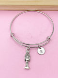 Silver Nutcracker Soldier Charm Bracelet, Christmas Gift, N676A