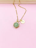 Green Natural Aventurine Necklace, Gemstone Jewelry, N4608A