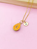Gold Papaya Charm Necklace, Orange Papaya Charm, N5726