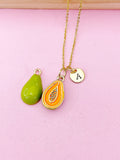 Gold Papaya Charm Necklace, Orange Papaya Charm, N5726