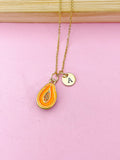 Gold Papaya Charm Necklace, Orange Papaya Charm, N5726