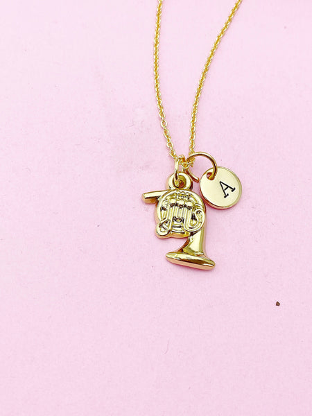 Gold Trumpet Charm Necklace, N5730