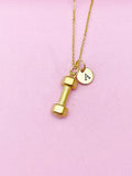 Gold Dumbbell Charm Necklace, N5731
