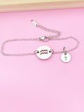 Silver Aquarius Charm Bracelet, Aquarius Gift, N3516