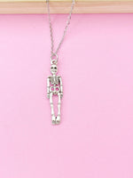 Silver Halloween Skeleton Charm Necklace, N449