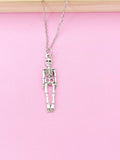 Silver Halloween Skeleton Charm Necklace, N449