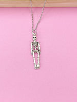 Silver Halloween Skeleton Charm Necklace, N449