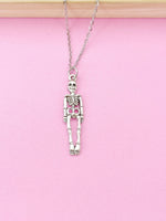 Silver Halloween Skeleton Charm Necklace, N449