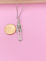 Silver Halloween Skeleton Charm Necklace, N449
