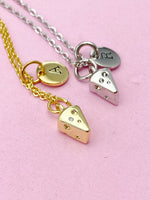 Gold or Silver Cheese Charm Necklace, Wine Lover Jewelry Gifts, N5736