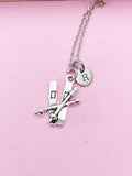 Silver Ski Charm Necklace, Winter Sport Jewelry Gifts, N5739