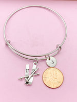 Silver Ski Charm Bracelet, Winter Sport Jewelry Gifts, N5739A