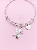 Silver Ski Charm Bracelet, Winter Sport Jewelry Gifts, N5739A