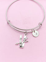 Silver Ski Charm Bracelet, Winter Sport Jewelry Gifts, N5739A