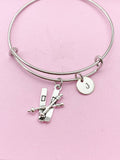 Silver Ski Charm Bracelet, Winter Sport Jewelry Gifts, N5739A