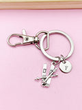 Silver Ski Charm Keychain, Ski Winter Sport Jewelry Gifts, N5739B