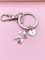 Silver Ski Charm Keychain, Ski Winter Sport Jewelry Gifts, N5739B