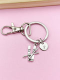 Silver Ski Charm Keychain, Ski Winter Sport Jewelry Gifts, N5739B