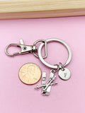 Silver Ski Charm Keychain, Ski Winter Sport Jewelry Gifts, N5739B