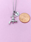 Silver Faucet Charm Necklace, Kitchen Faucet Sink Plumber Gifts, N5741