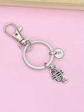 Silver Baritone Charm Keychain, High School Senior Marching Band Jewelry Gift, N5743