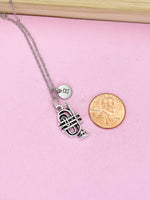 Silver Baritone Charm Necklace, High School Senior Marching Band Jewelry Gift, N5743B