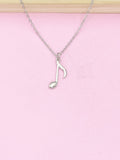 Silver Music Note Charm Necklace, N4093