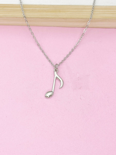 Silver Music Note Charm Necklace, N4093