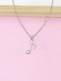 Silver Music Note Charm Necklace, N4093