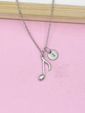 Silver Music Note Charm Necklace, Gold option, N4092
