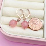 Rose Gold Pink Natural Jade Charm Earrings, AN2911