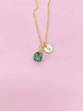 Gold Ruby in Zoisite Necklace, Natural Gemstone Jewelry N4263