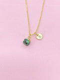 Gold Ruby in Zoisite Necklace, Natural Gemstone Jewelry N4263