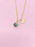 Gold Ruby in Zoisite Necklace, Natural Gemstone Jewelry N4263