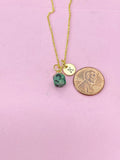 Gold Ruby in Zoisite Necklace, Natural Gemstone Jewelry N4263